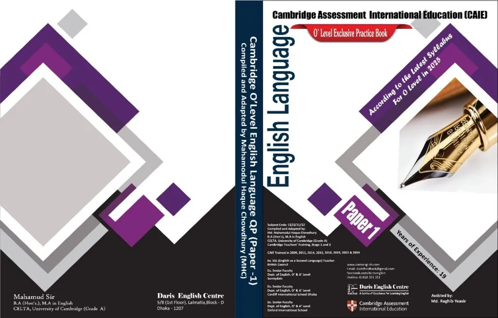 Cover of the Daris O Level English Language practice book, Paper 1
